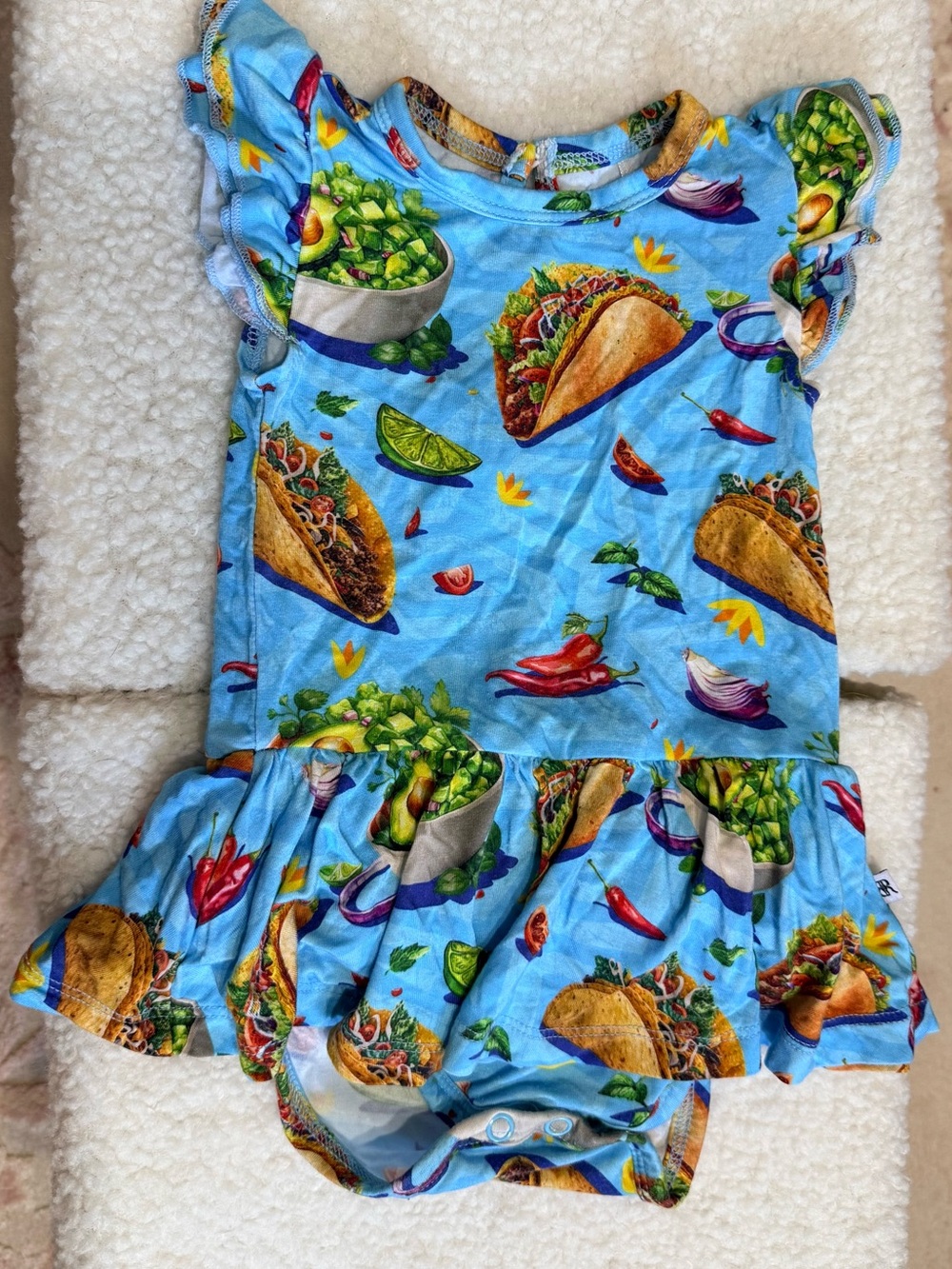 Bums & Roses Baby Blue Taco-Print Twirl Dress 6-12 Months